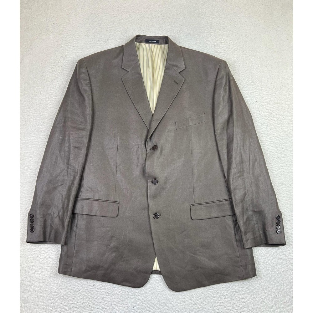 Calvin Klein Blazer Mens 46R Brown 100%‎ Bamboo Macy's Sport Coat Dress Jacket